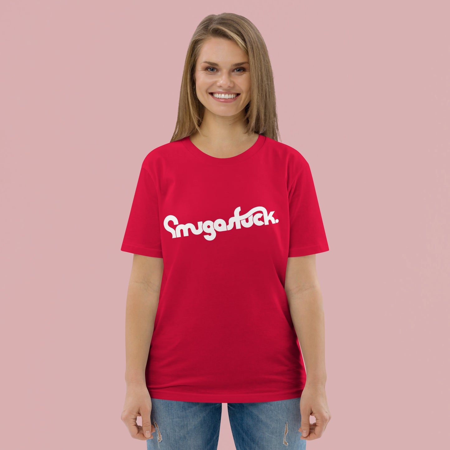 SMUGASFUCK (Red) – Unisex Organic Cotton T-Shirt
